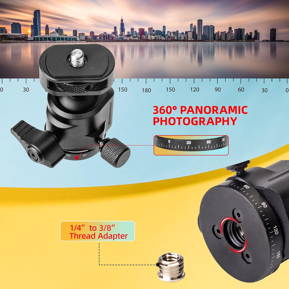 Metal Camera Mini Tripod, with 1/4" Screw Ball Head Mount, Adjustable Heights Desktop Vlog Stand for Smooth 4 Osmo Mobile Ronin-S Vimble 2 Gimbal Handle Grip Stabilizer and All Cameras