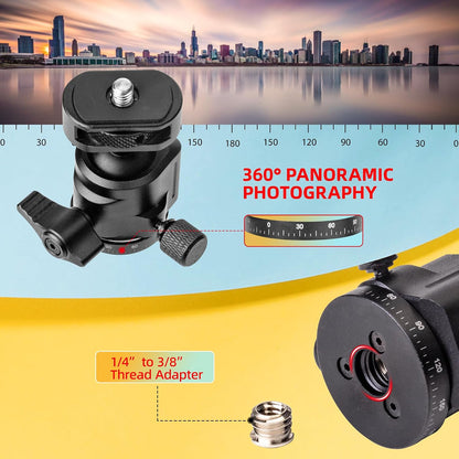 Metal Camera Mini Tripod, with 1/4" Screw Ball Head Mount, Adjustable Heights Desktop Vlog Stand for Smooth 4 Osmo Mobile Ronin-S Vimble 2 Gimbal Handle Grip Stabilizer and All Cameras