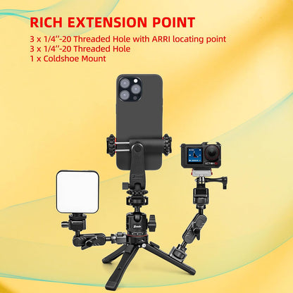 Metal Camera Mini Tripod, with 1/4" Screw Ball Head Mount, Adjustable Heights Desktop Vlog Stand for Smooth 4 Osmo Mobile Ronin-S Vimble 2 Gimbal Handle Grip Stabilizer and All Cameras