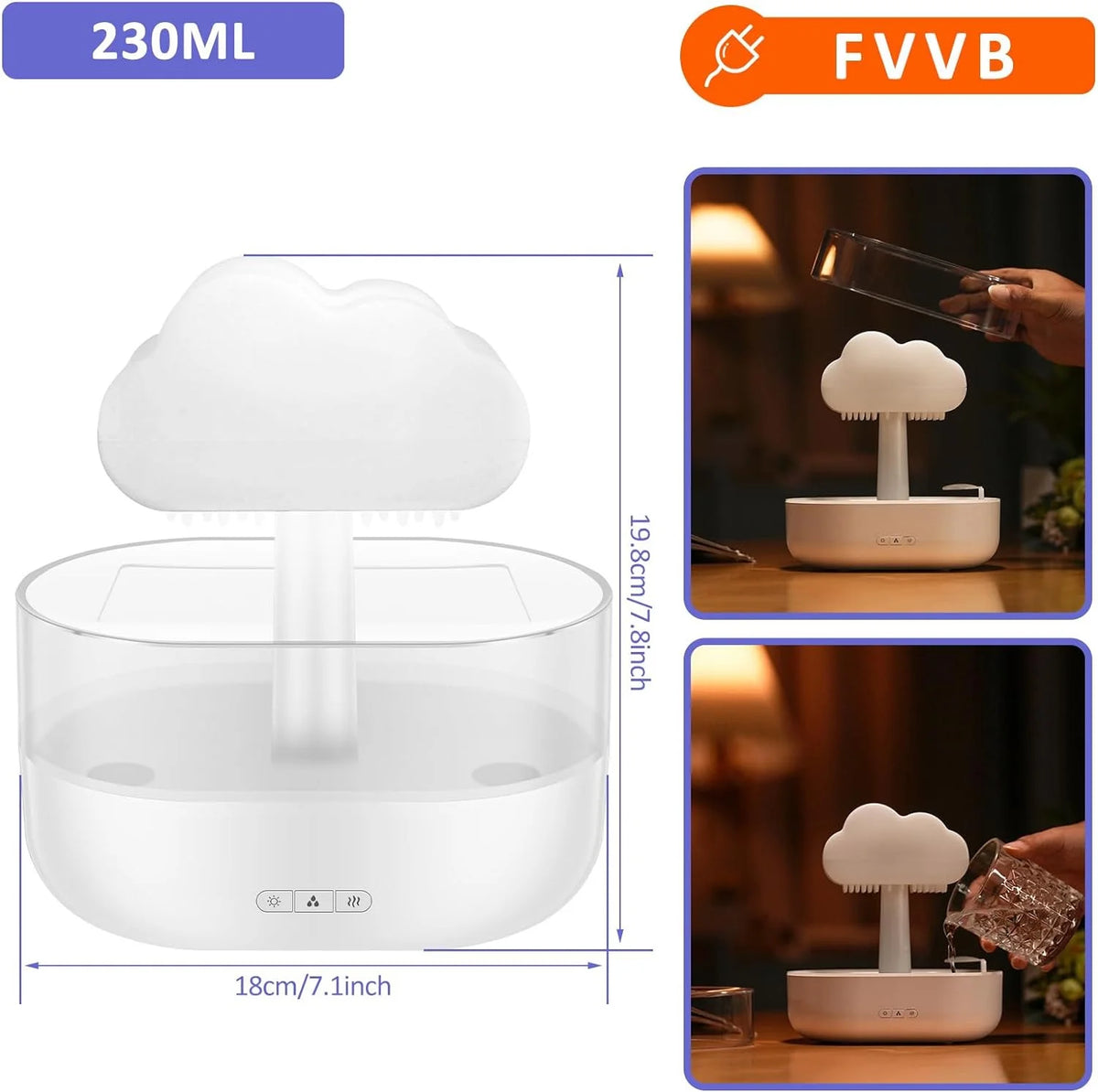7 Color Lights Rain Cloud Humidifier, Timing Water Drip Aroma Diffuser, Mushroom Waterfall Lamp for Home Office Bedroom