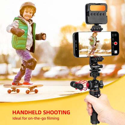 Metal Camera Mini Tripod, with 1/4" Screw Ball Head Mount, Adjustable Heights Desktop Vlog Stand for Smooth 4 Osmo Mobile Ronin-S Vimble 2 Gimbal Handle Grip Stabilizer and All Cameras